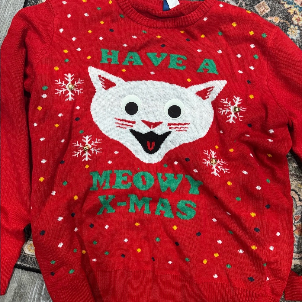 Red Meowy Xmas Cat Sweater H&M